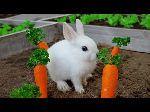 Cute Rabbits Eating Carrots