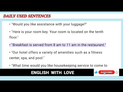 Daily used english sentences used in hotel | important english phrases #english #basicenglish