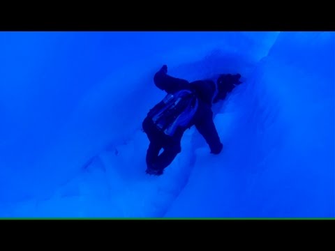 Crossing an ice tunnel in the Antarctic - 2016