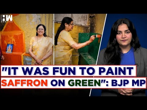 Pune: BJP MP Medha Kulkarni Sparks Controversy After Painting Green Wall Into Saffron