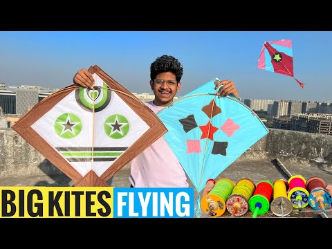 Big Kites 😱 Flying Different Manjha 🔥 Full Fun And Kite Cutting