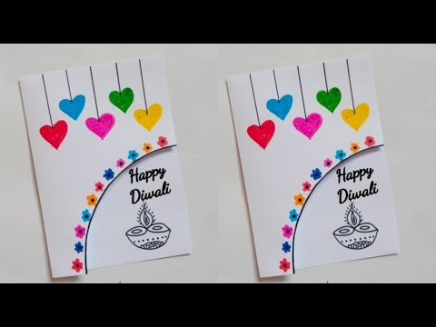 white paper card idea at home/diwali greeting card/how to make diwali card idea at home/easy card