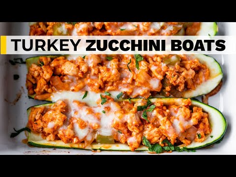 STUFFED ZUCCHINI BOATS | healthy high protein, low carb recipe!