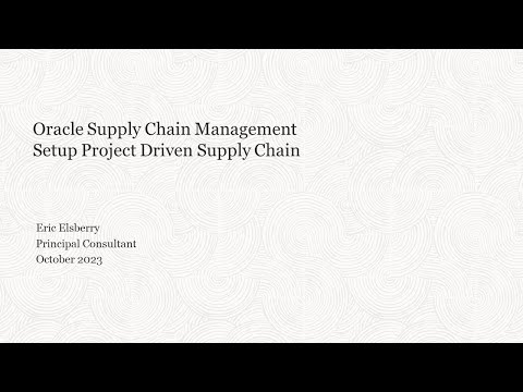 Setup Project Driven Supply Chain