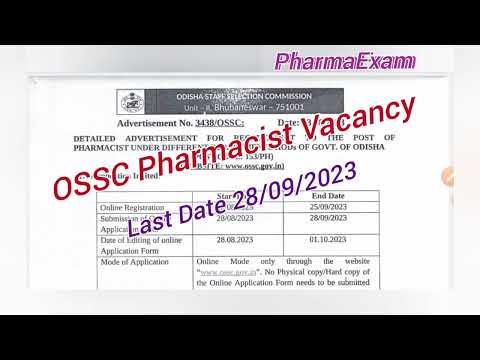 OSSC Pharmacist Vacancy #ossc #osssc_pharmacistexam #pharmacist #pharmacistexampreparation #vacancy