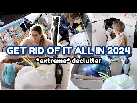 THROWING EVERYTHING I OWN OUT IN 2024 / Decluttering, Organizing, & Cleaning! Whole House Declutter