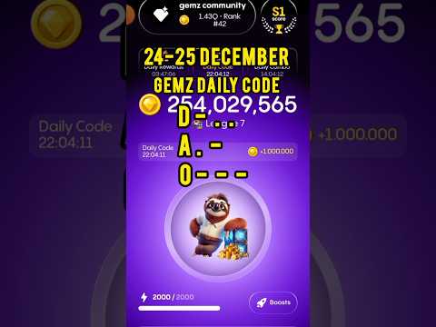 Today's Gemz daily code | gemz daily code 24-25 December  | 24-25 December gemz Combo cards