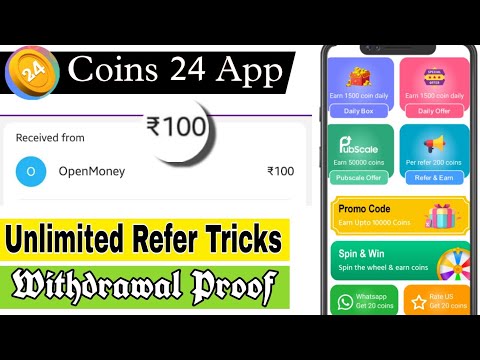 new upi cash earning app today | coins24 app payment proof | coins 24 app unlimited refer tricks |