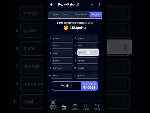 Rocky Rabbit ENIGMA Combo 17 September 2024 #crypto #tap2earn #earnmoney #rockeyrabbit