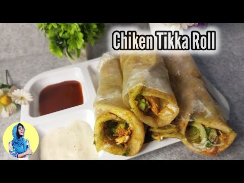 Chiken Tikka Puri Roll With Chatni and Garlic Sauce 🔥😋 Chiken Paratha Roll Recipe #Chikenparatharoll