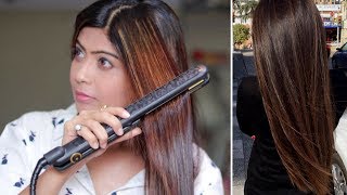 How to Straighten Your Hair with a Hair Straightener / Flat Iron (Hindi)