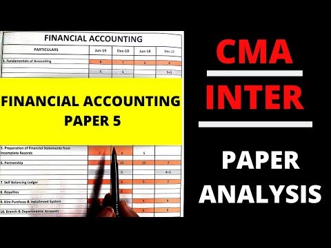 Financial Accounting | Paper Analysis | CMA Inter | Paper 5