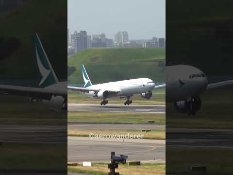 CATHAY PACIFIC B777-300 landing at Taipei Airport #shorts #aviation #b777 #landing #taipei #plane