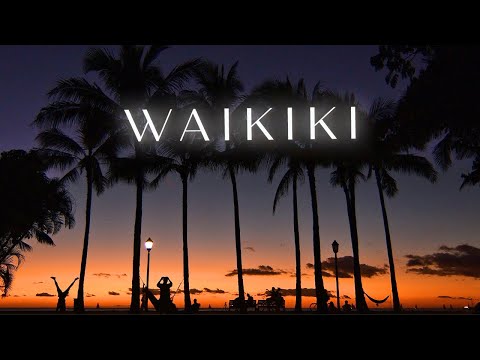 4K Waikiki Sunset Ambience with Gentle Ocean Sounds