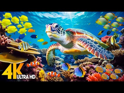 Under Red Sea 4K - Beautiful Coral Reef Fish in Aquarium, Sea Animals for Relaxation - 4K Video #116