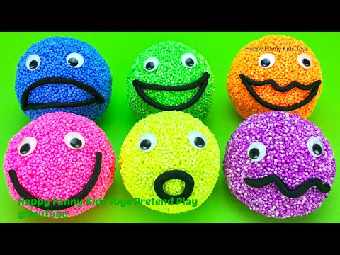 6 Play Foam Balls Happy Smiley Faces with Surprise Toys