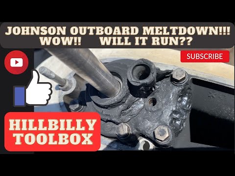 Johnson outboard total meltdown! What didn't melt or burn?? Will it run? Overheated engine for sure!