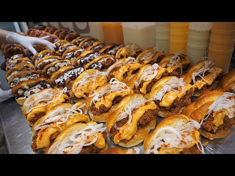 People line up every day! Original American Nashville Hot Chicken Burger / Korean street food