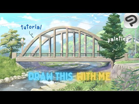 Painting Landscape Background Illustration of KIMI NO NAWA like Ghibli Studio in Clip Studio Paint