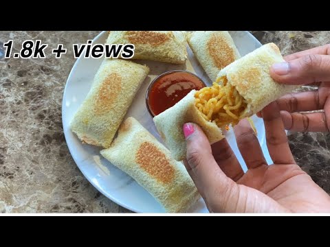 Bread maggi rolls, easy tea time snacks, 5 minutes snacks recipe, maggi puff recipe, crispy & tasty.