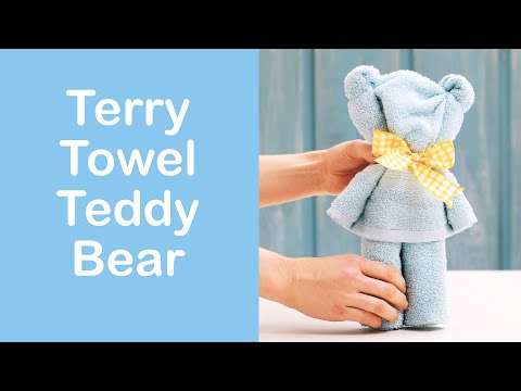 Baby Shower Gift Ideas - Terry Towel Teddy Bear (Slow 4K tutorial) #babyshower #giftideas