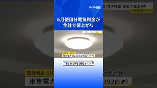 電気代の補助金終了　6月使用分電気料金が全社で値上がり　東京電力・標準家庭で前月から392円増｜TBS NEWS DIG#shorts