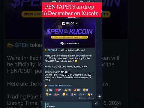 PENTAPETS AIRDROP 16 DECEMBER ON KUCOIN