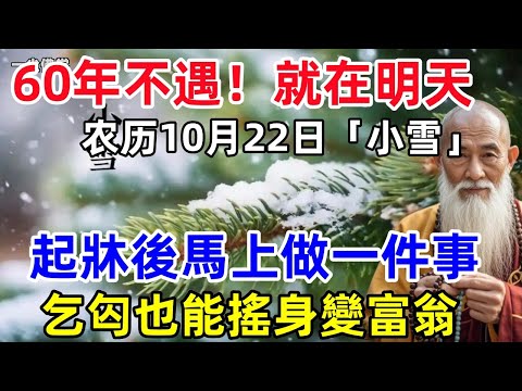 60年不遇！就在明天！农历10月22日「小雪」，起牀後馬上做一件事，乞匃也能搖身變富翁！