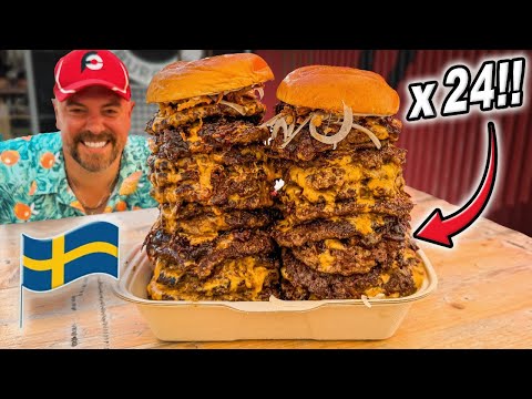 Trying to Eat 24 Swedish Hamburgers to Beat Tasty Bros’ Burger Patty Record Challenge!!