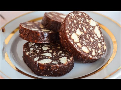 Chocolate sausage made from cookies, the taste of childhood-Delicious and Simple