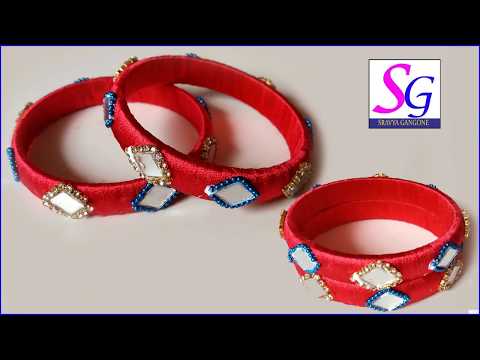 silk thread bangles with mirror work / fancy bangles