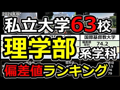 【2024年】私立大学理学部偏差値ランキング | 全国63大学理学部データ一覧