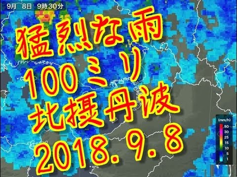 猛烈な雨　100ミリ　記録的　北摂丹波地区　秋雨前線渋滞　Alert!