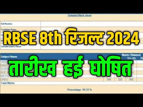 RBSE Class 8th Result 2024 | Rajasthan Board 8th Result Date 2024 | RBSE 8th Result Kab Aaega