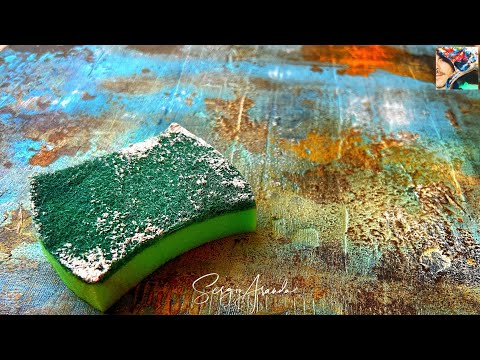 Transform Everyday Items into Art: Stunning Acrylic Techniques Using a Dishwash Sponge and Newspaper