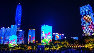 美轮美奂的震撼科技视觉盛宴， 深圳福田市民中心灯光秀。Shenzhen Light Show。4K HDR