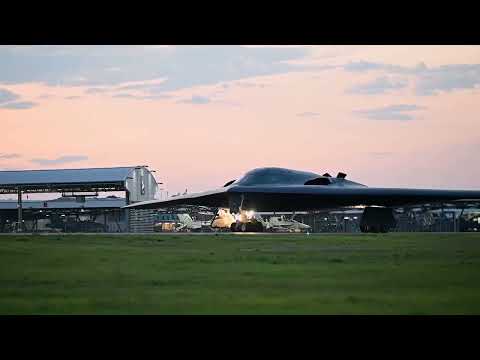 Night Landing of B-2 Stealth Bomber at Amberley, Australia