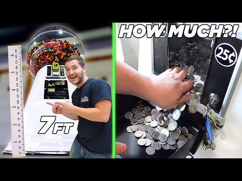 Our 7 FOOT Gumball Vending Machine Made HOW MUCH Money?!