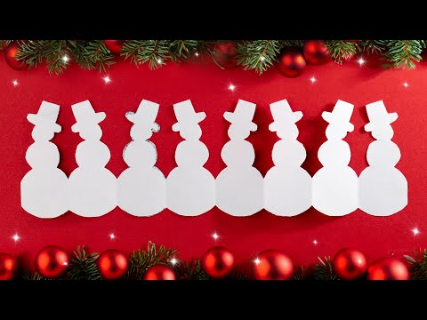 Cutting Paper Art Designs for Christmas Decoration ☃ How to make a paper Snowman garland [Tutorial]