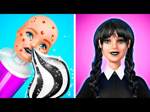 From NERD to WEDNESDAY! Ultimate MAKEOVER Gadgets and Spooky Hacks from TikTok by La La Life Emoji