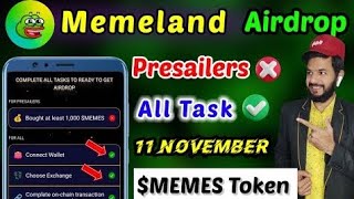 Memeland Airdrop new criteria complete ✅ | Memeland $MEMES Token distribution| Memeland Earning