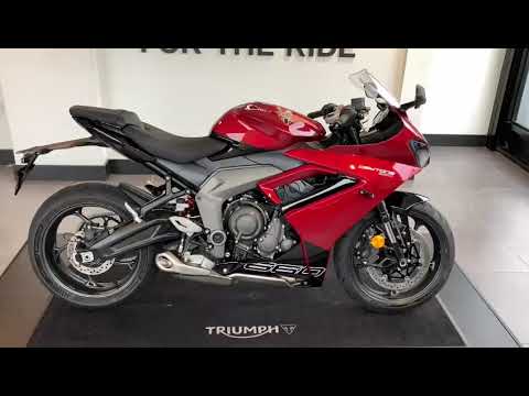 Triumph Daytona 660 finished in Carnival Red / Sapphire Black