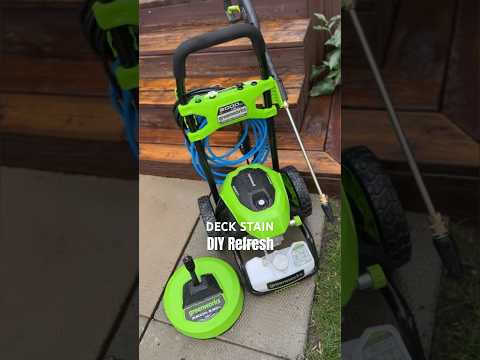 DIY Deck Staining with Greenworks Pressure Washer! ✨ #diy #patio #deck #decking #patiocleaning #diys