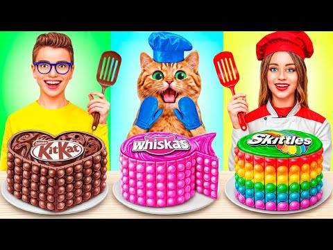 Me vs Grandma Cooking Challenge With Cat | Cake Decorating Challenge by YUMMY JELLY