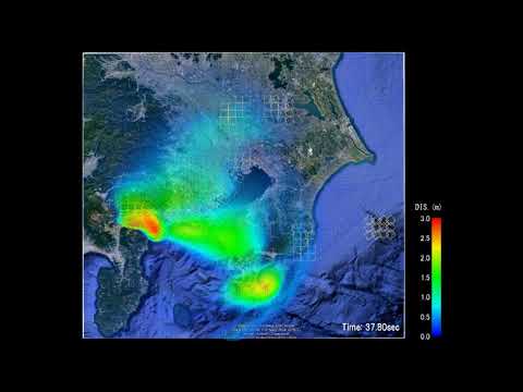 相模トラフ沿い地震の地盤変動シミュレーション