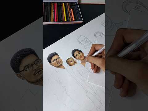 Family colour pencil sketch | Part- 1 #sketch #art #shorts