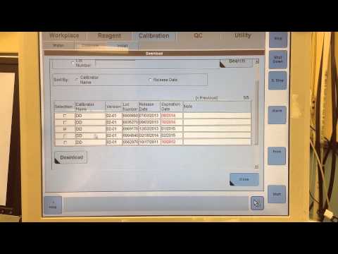 How to download a new lot of calibrator for the Cobas 6000