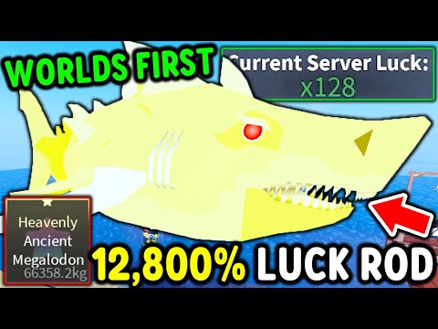 I Used CRAZY 12,800% LUCK ROD To Catch WORLDS FIRST HEAVENLY MEGALODON in Roblox Fisch..