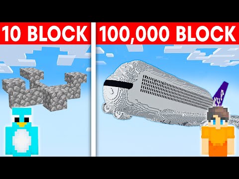 10 Block vs 100,000 Block Airplane Build Challenge in Minecraft