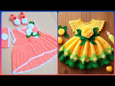 Fabulosos vestidos de bebé tejidos a crochet hechos a mano